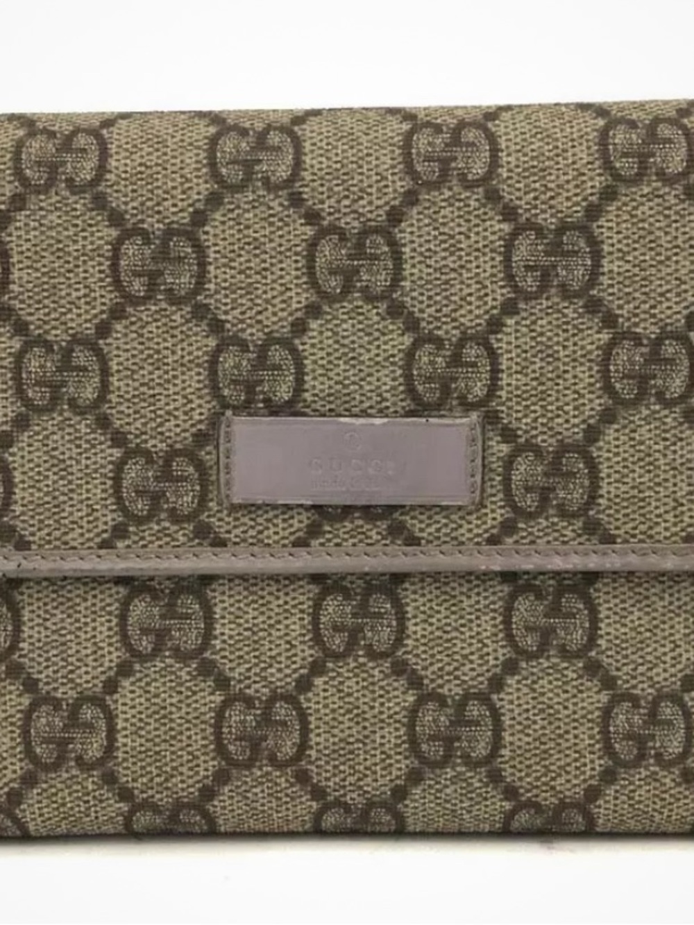 Gucci (Authentic) GG Monogrammed Canvas & Purple Leather Vintage Wallet